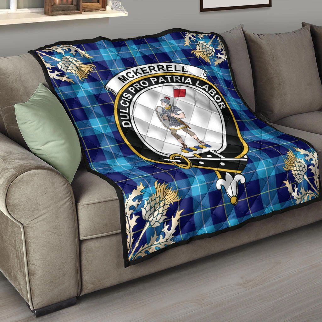 McKerrell Tartan Crest Premium Quilt - Gold Thistle Style