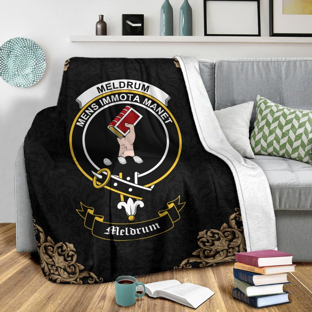 Meldrum Crest Tartan Premium Blanket Black