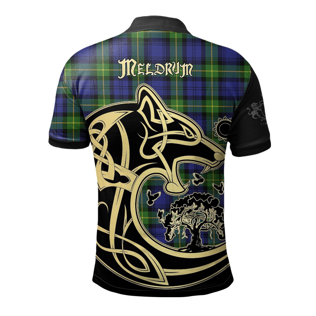 Meldrum Tartan Polo Shirt Viking Wolf