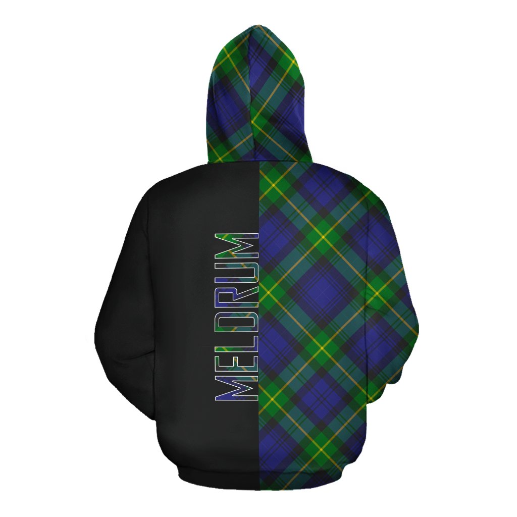 Meldrum Tartan Hoodie Half of Me - Cross Style