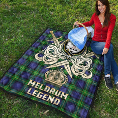 Meldrum Tartan Crest Legend Gold Royal Premium Quilt