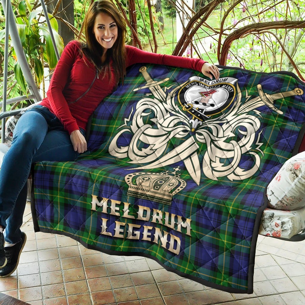 Meldrum Tartan Crest Legend Gold Royal Premium Quilt