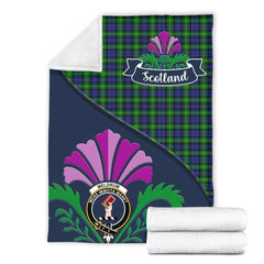 Meldrum Tartan Crest Premium Blanket - Thistle Style