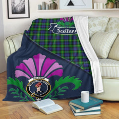 Meldrum Tartan Crest Premium Blanket - Thistle Style