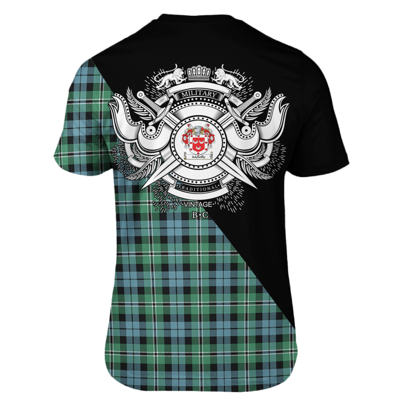 Melville Tartan Coat Of Arms - Military T-Shirt