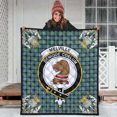 Melville Tartan Crest Premium Quilt - Gold Thistle Style