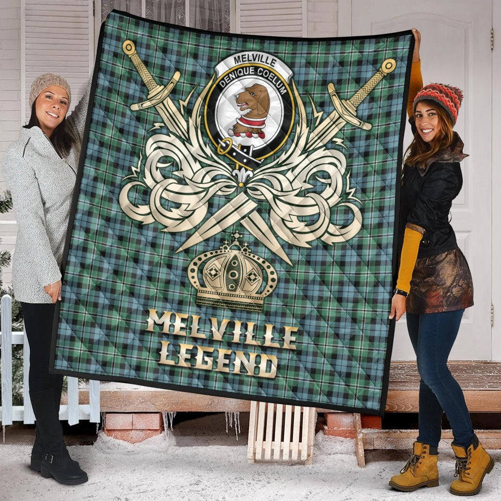 Melville Tartan Crest Legend Gold Royal Premium Quilt