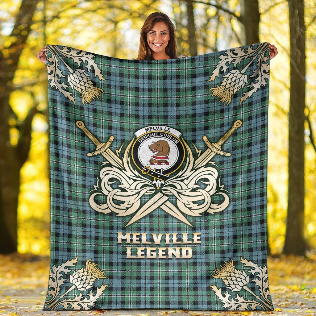 Melville Tartan Gold Courage Symbol Blanket