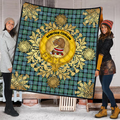 Melville Tartan Crest Premium Quilt - Gold Thistle Style