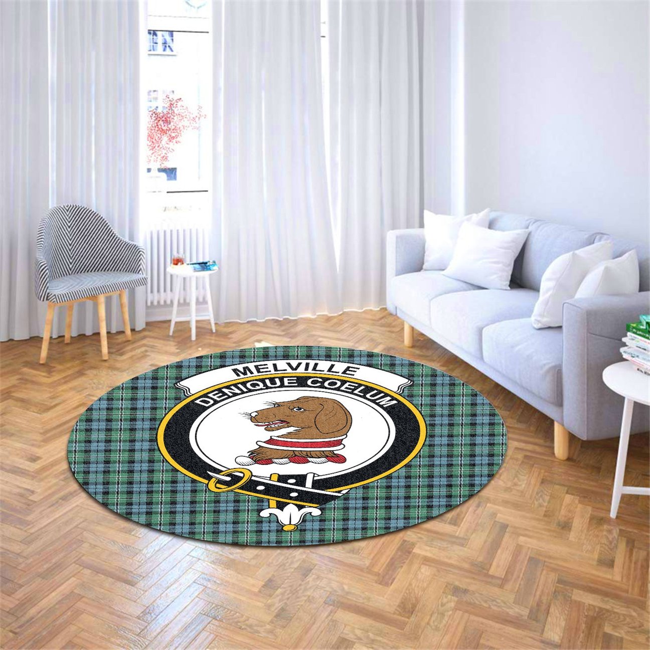 Melville Tartan Crest Round Rug