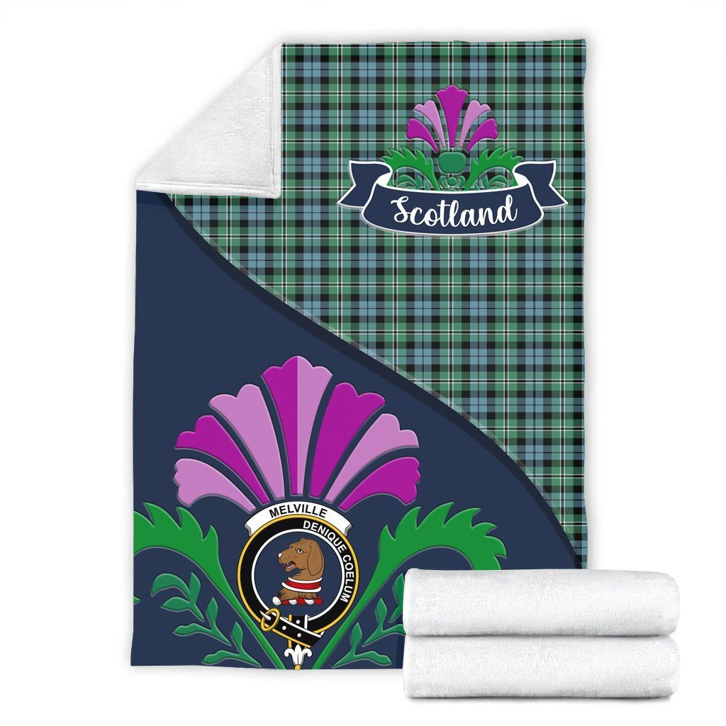 Melville Tartan Crest Premium Blanket - Thistle Style