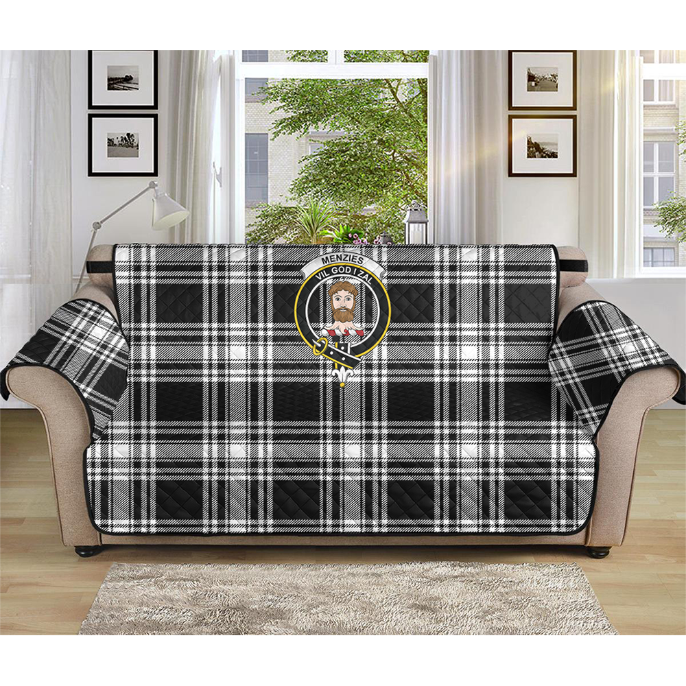 Menzies Black & White Modern Tartan Crest Sofa Protector