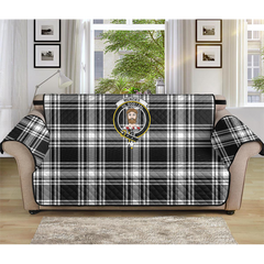 Menzies Black & White Modern Tartan Crest Sofa Protector