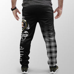 Menzies Black & White Modern Tartan Crest Jogger Sweatpants - Alba Celtic Style