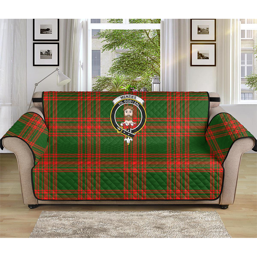 Menzies Green Modern Tartan Crest Sofa Protector