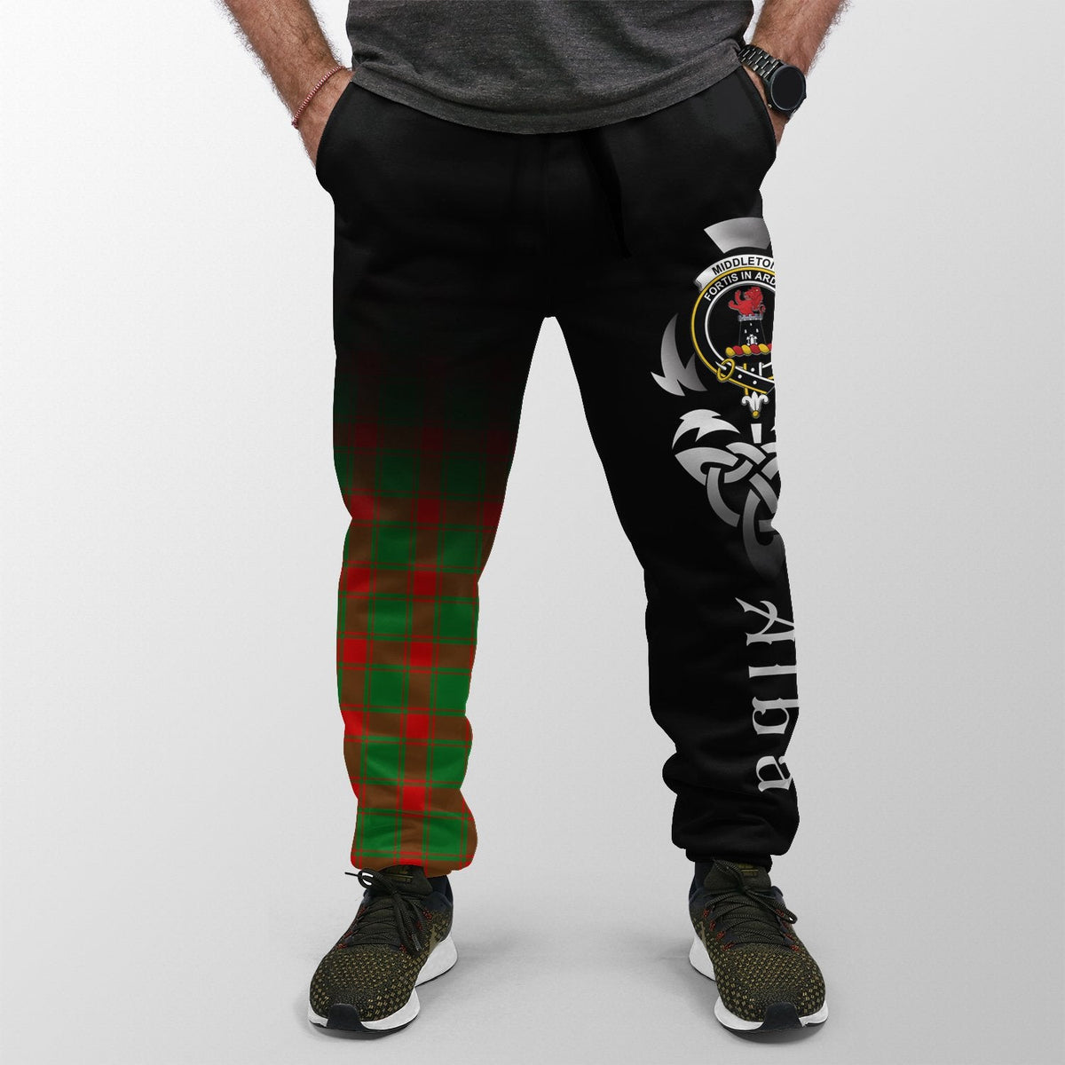 Middleton Modern Tartan Crest Jogger Sweatpants - Alba Celtic Style