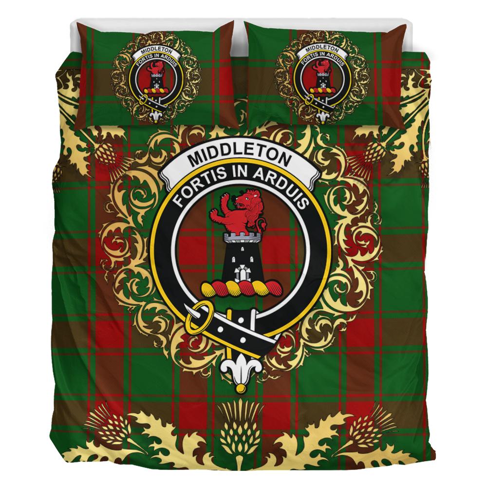 Middleton Tartan Crest Bedding Set - Golden Thistle Style