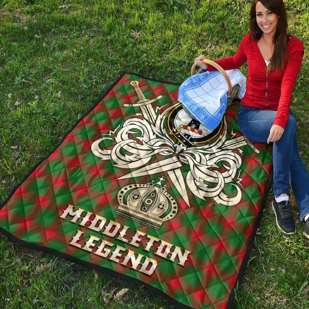 Middleton Modern Tartan Crest Legend Gold Royal Premium Quilt