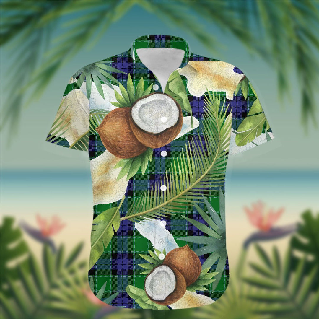 Monteith Tartan Hawaiian Shirt Hibiscus, Coconut, Parrot, Pineapple - Tropical Garden Shirt