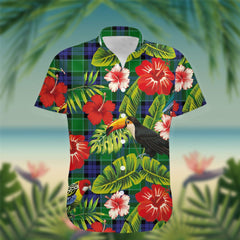 Monteith Tartan Hawaiian Shirt Hibiscus, Coconut, Parrot, Pineapple - Tropical Garden Shirt