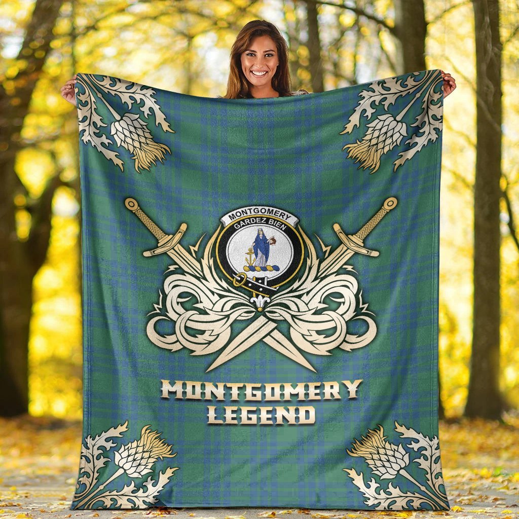 Montgomery Ancient Tartan Gold Courage Symbol Blanket