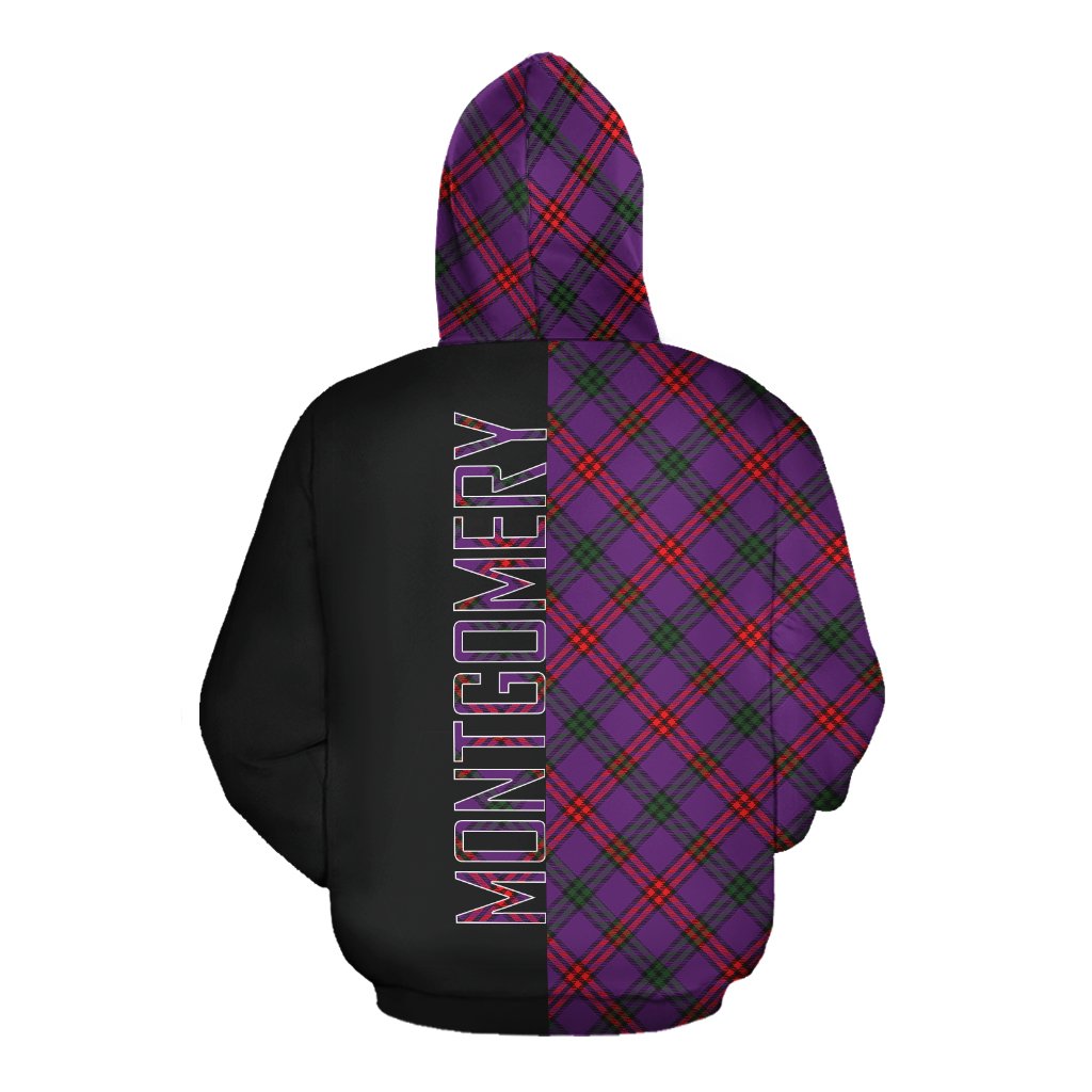 Montgomery Modern Tartan Hoodie Half of Me - Cross Style