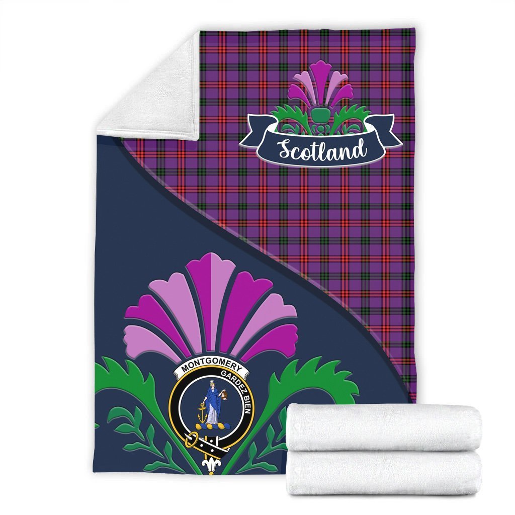 Montgomery Tartan Crest Premium Blanket - Thistle Style