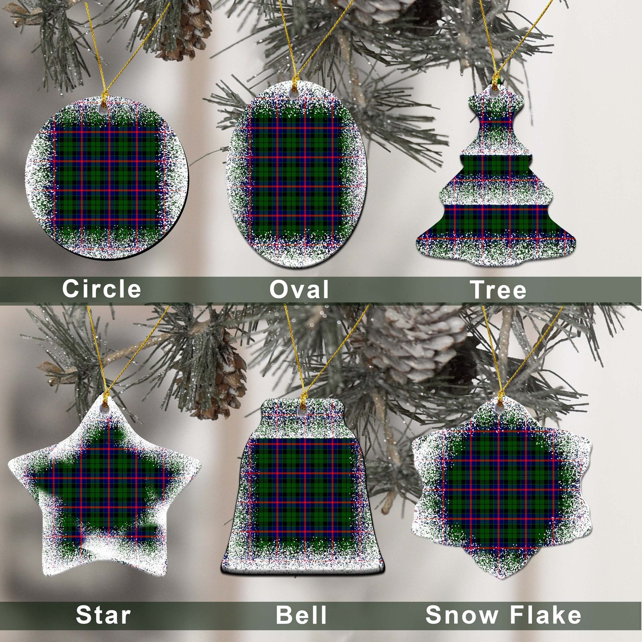 Morrison Tartan Christmas Ceramic Ornament - Snow Style