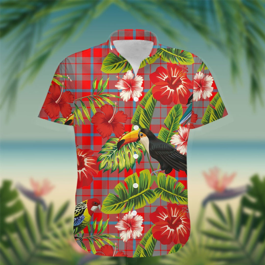 Moubray Tartan Hawaiian Shirt Hibiscus, Coconut, Parrot, Pineapple - Tropical Garden Shirt