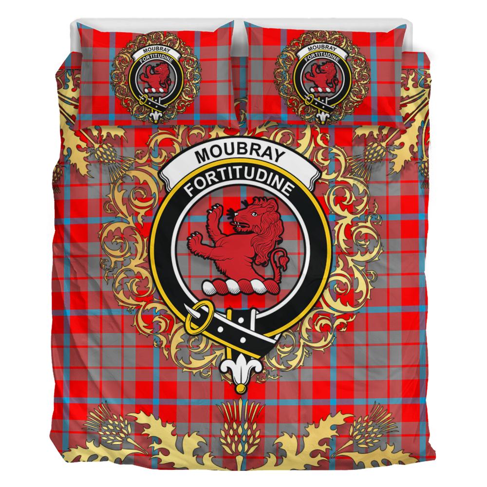 Moubray Tartan Crest Bedding Set - Golden Thistle Style