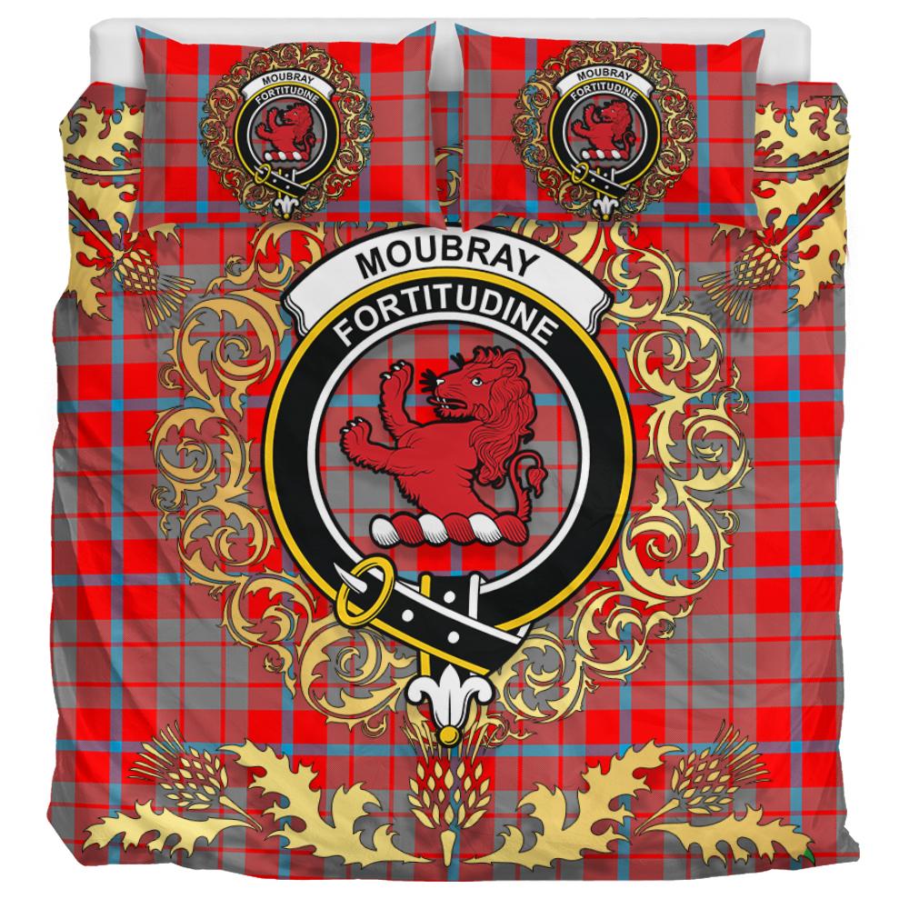 Moubray Tartan Crest Bedding Set - Golden Thistle Style