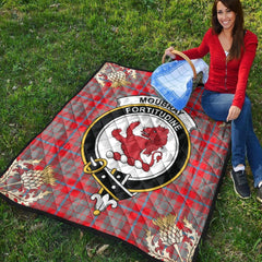 Moubray Tartan Crest Premium Quilt - Gold Thistle Style