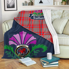 Moubray Tartan Crest Premium Blanket - Thistle Style