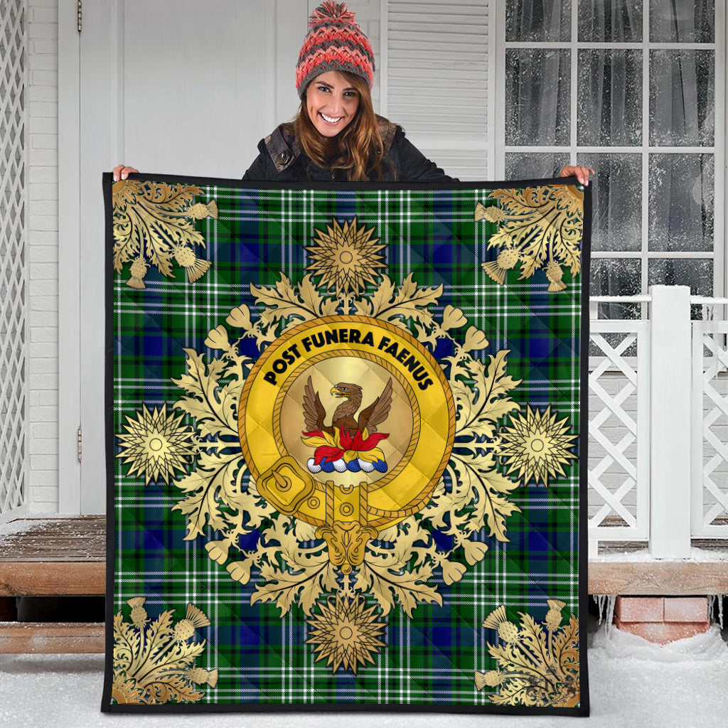 Mow Tartan Crest Premium Quilt - Gold Thistle Style