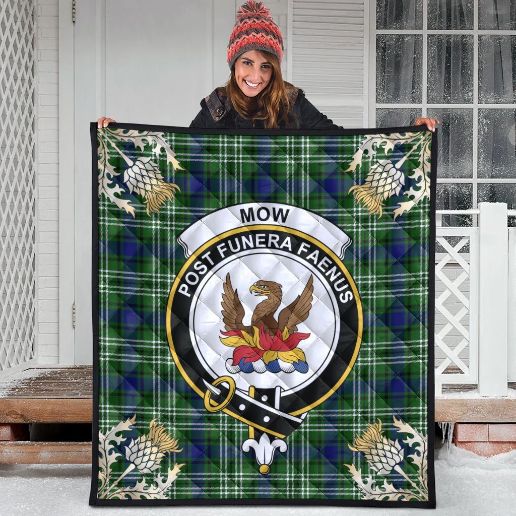 Mow Tartan Crest Premium Quilt - Gold Thistle Style