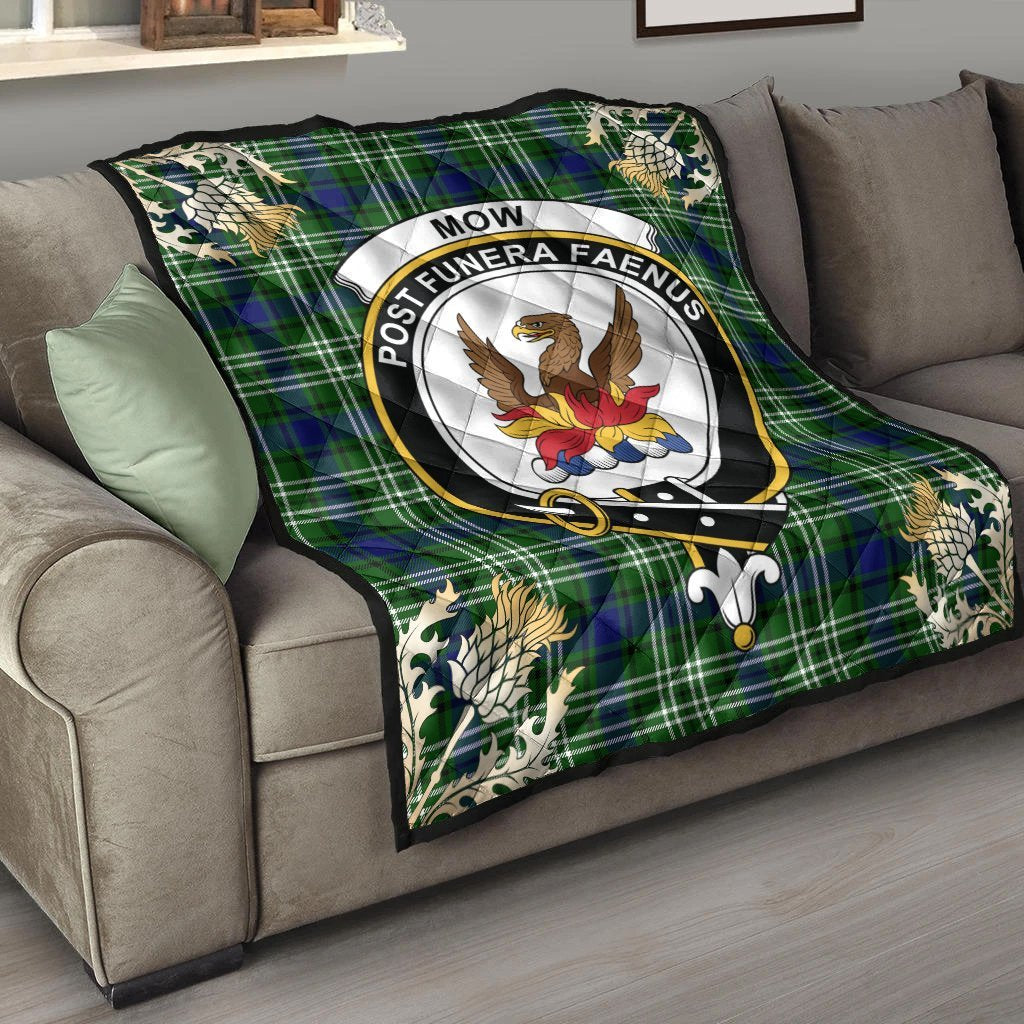 Mow Tartan Crest Premium Quilt - Gold Thistle Style