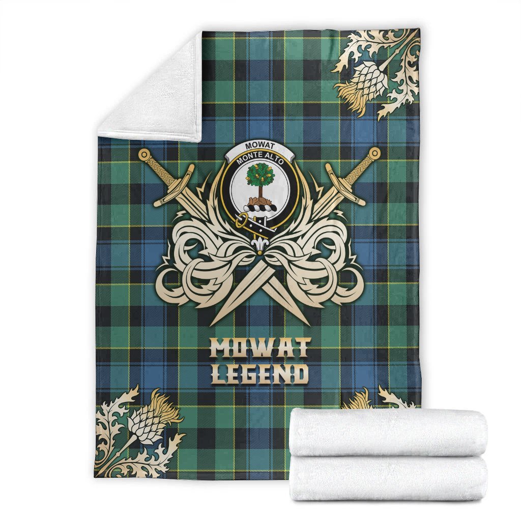 Mowat Tartan Gold Courage Symbol Blanket