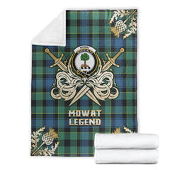 Mowat Tartan Gold Courage Symbol Blanket