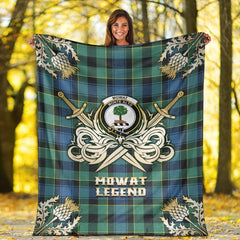 Mowat Tartan Gold Courage Symbol Blanket