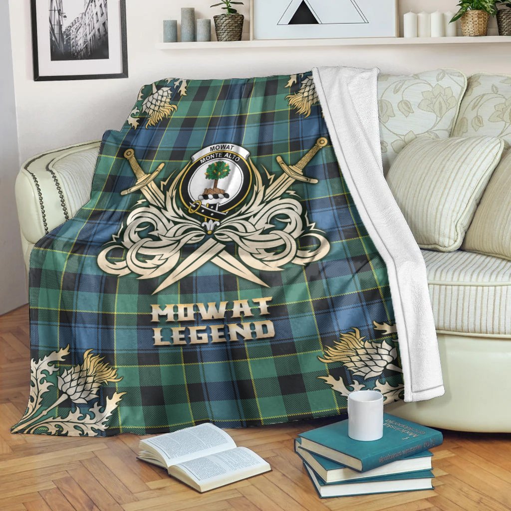 Mowat Tartan Gold Courage Symbol Blanket