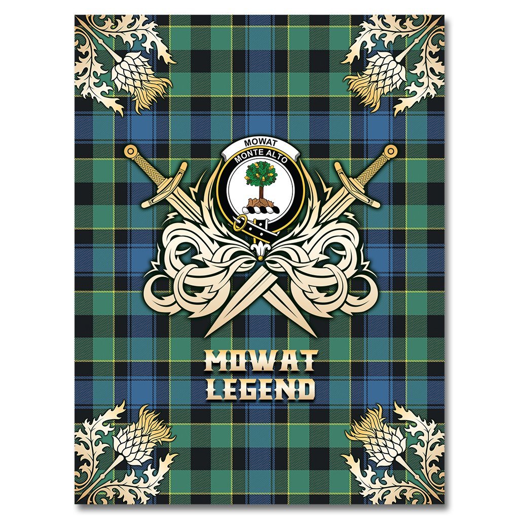 Mowat Tartan Gold Courage Symbol Blanket