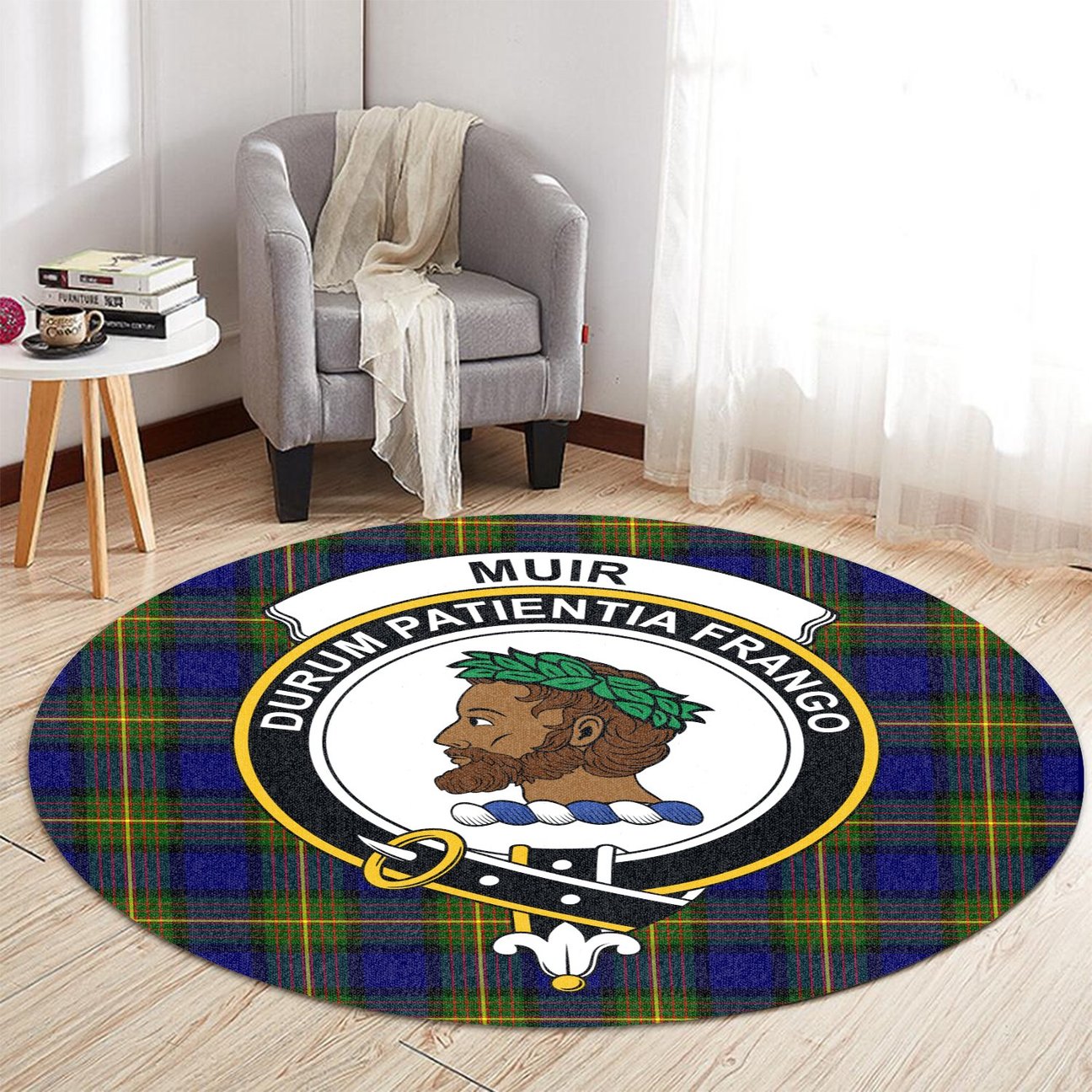 Muir Tartan Crest Round Rug