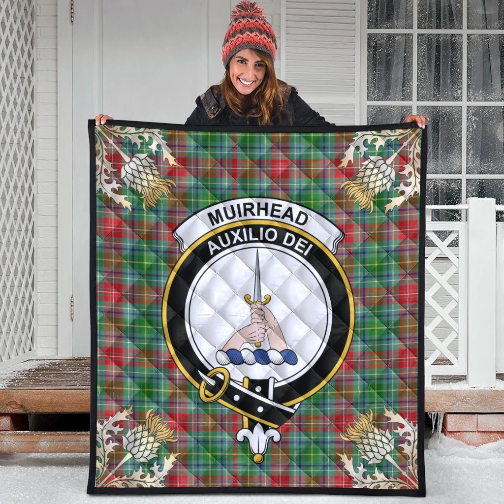 Muirhead Tartan Crest Premium Quilt - Gold Thistle Style