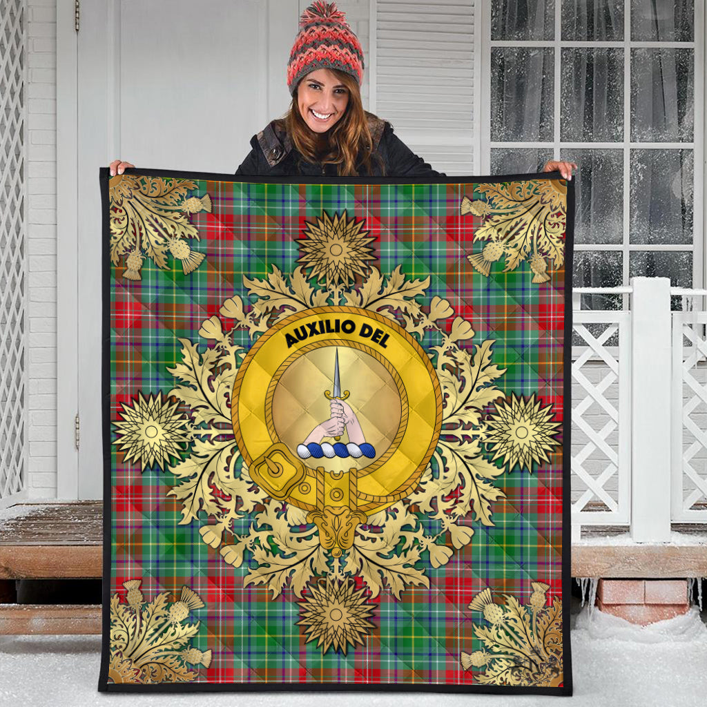 Muirhead Tartan Crest Premium Quilt - Gold Thistle Style