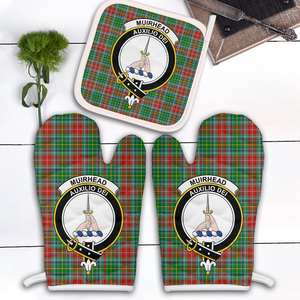 Muirhead Tartan Crest Oven Mitt And Pot Holder (2 Oven Mitts + 1 Pot Holder)