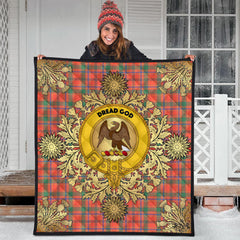 Munro Ancient Tartan Crest Premium Quilt - Gold Thistle Style