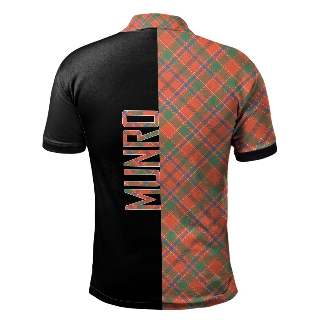 Munro Ancient Tartan Polo Shirt Half of Me - Cross Style