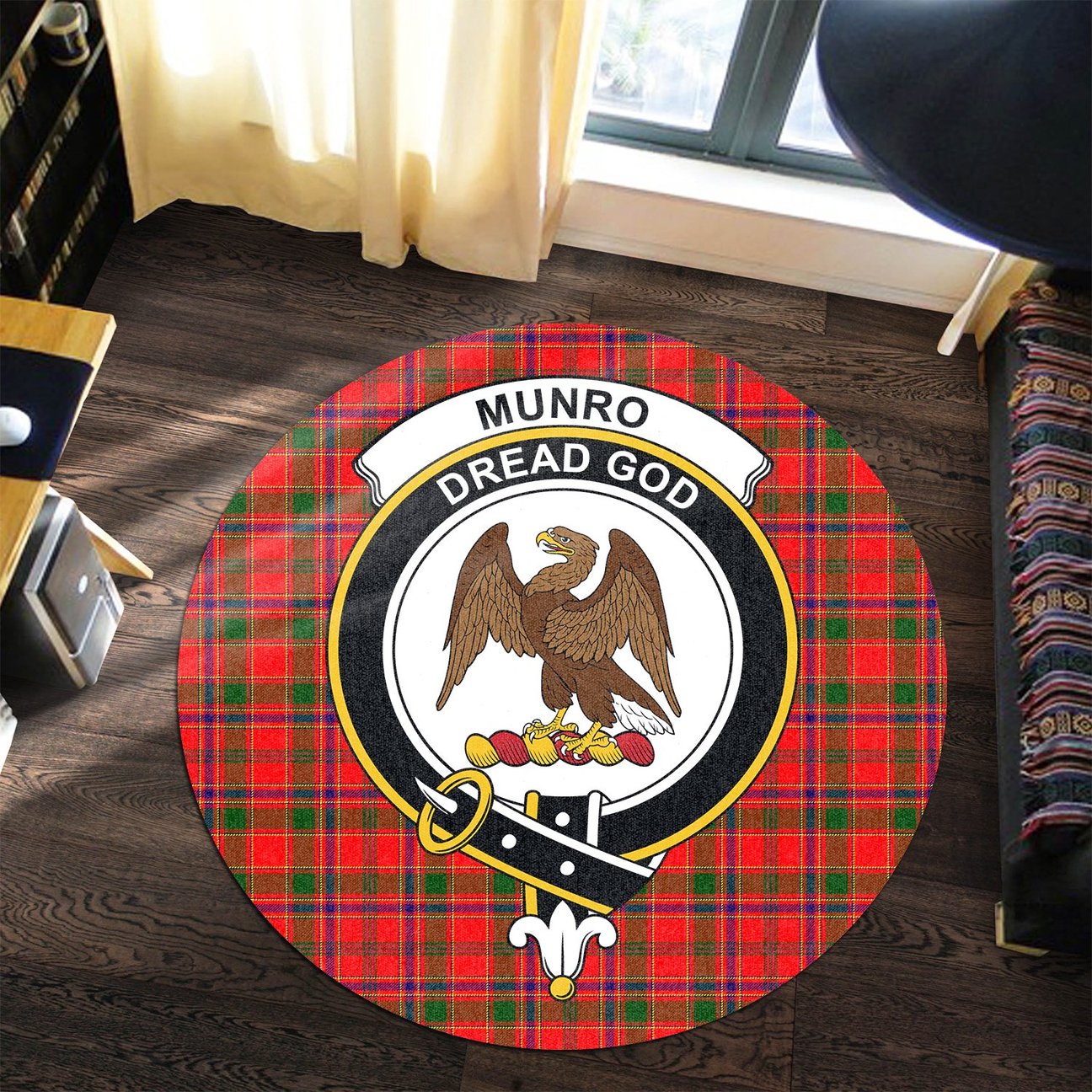 Munro Modern Tartan Crest Round Rug