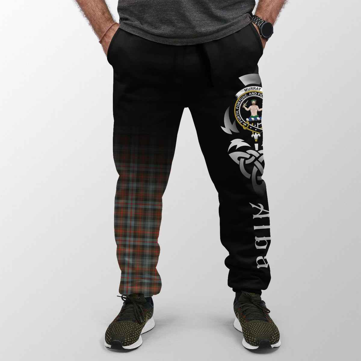 Murray Of Atholl Weathered Tartan Crest Jogger Sweatpants - Alba Celtic Style