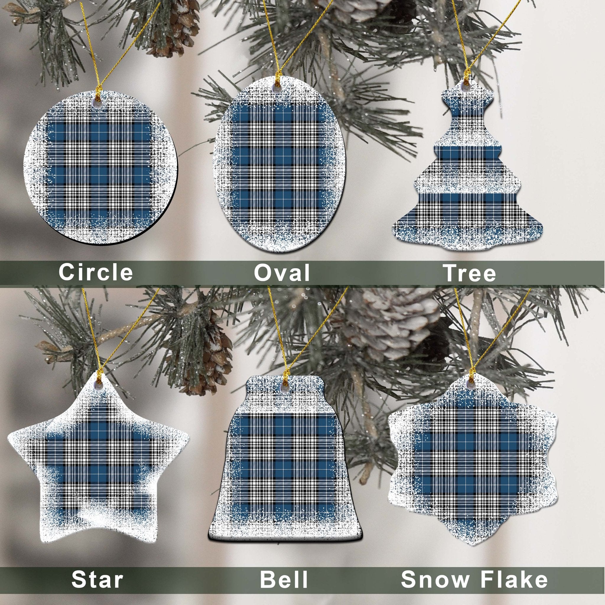 Napier Tartan Christmas Ceramic Ornament - Snow Style